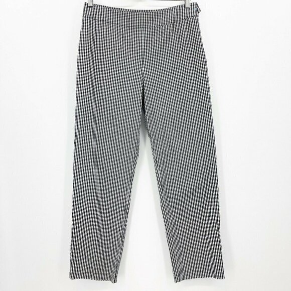Tyler Boe Black White Gingham Check Side Zip Staight Leg Ankle Pants - Picture 1 of 7